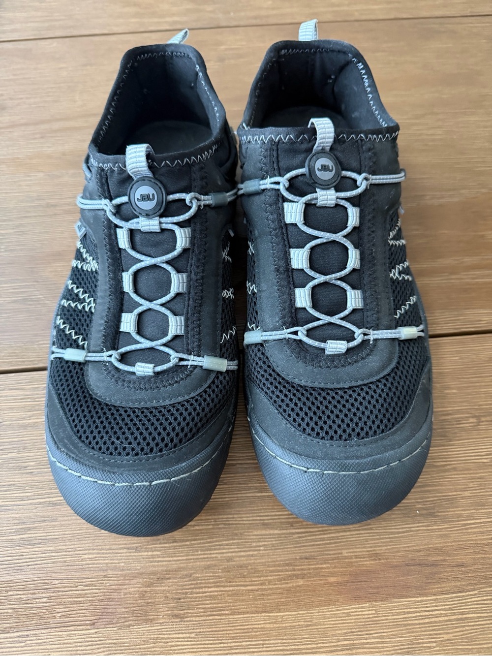 JBU Casual Slip-On Water shoes, Athletic Shoes in Black with Light Gray Accents